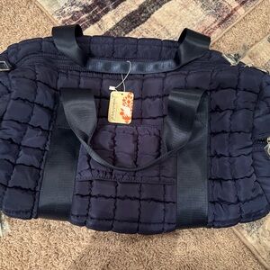 Navy Quilted Duffel Bag - Free People